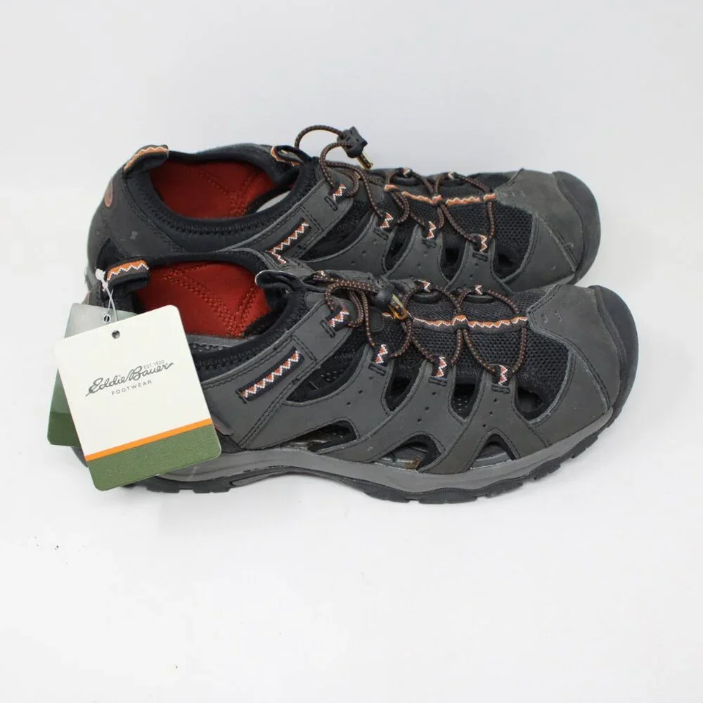 Eddie Bauer Carl Sandals NWT‎ Mens 13 Black Hiking Outdoor Adjustable Closed Toe